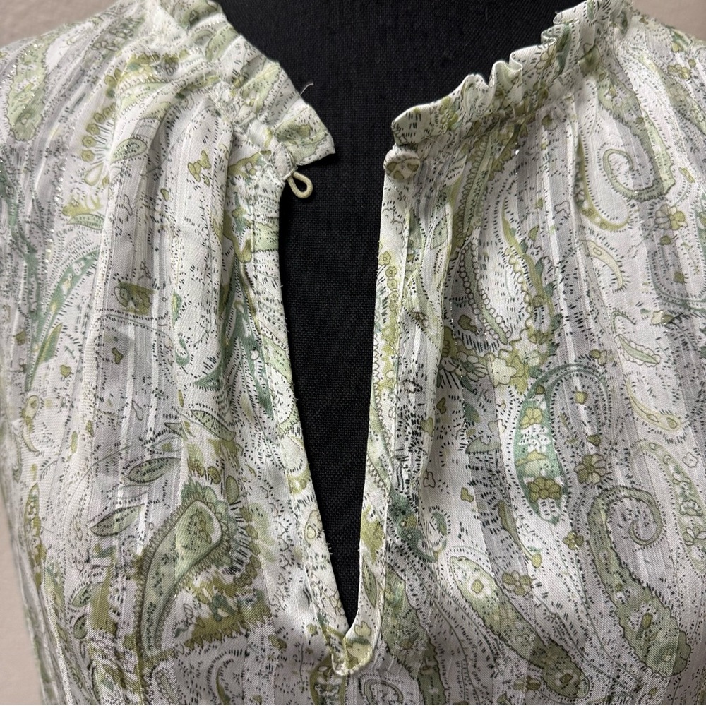 Rachel Zoe Green Paisley Sleeveless Top. Size Large - Picture 2 of 10